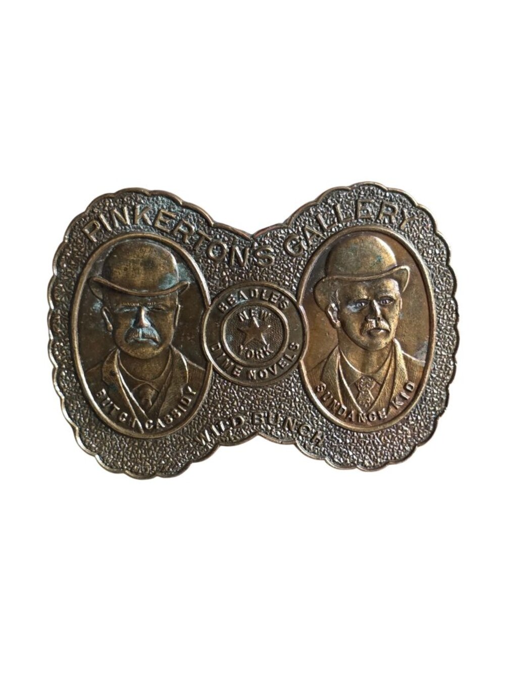 Pinkertons Gallery Wild Bunch New York R-36 Solid Brass Belt Buckle 3.75 x 2.75"